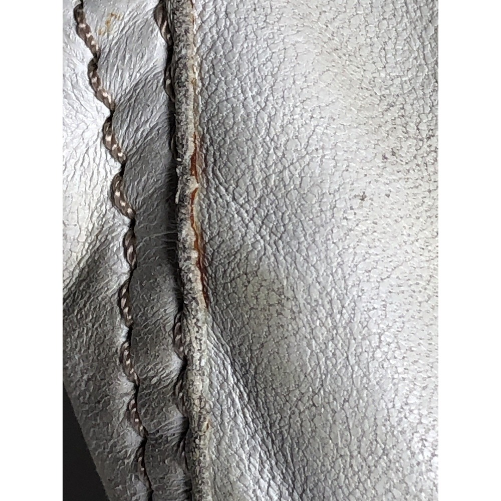Vtg Y2K Lucky Brand Lamb Leather Crossbody Bag Boho White Distressed/STAINED - Picture 13 of 16